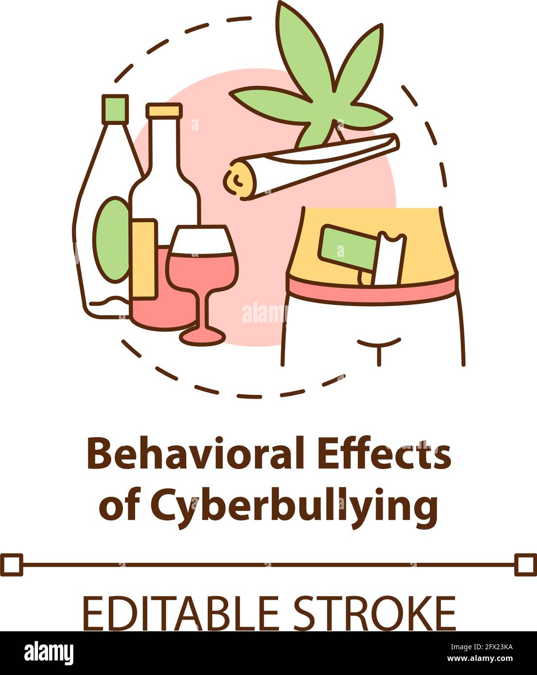 Behavioral cyberbullying effects concept icon Stock Vector