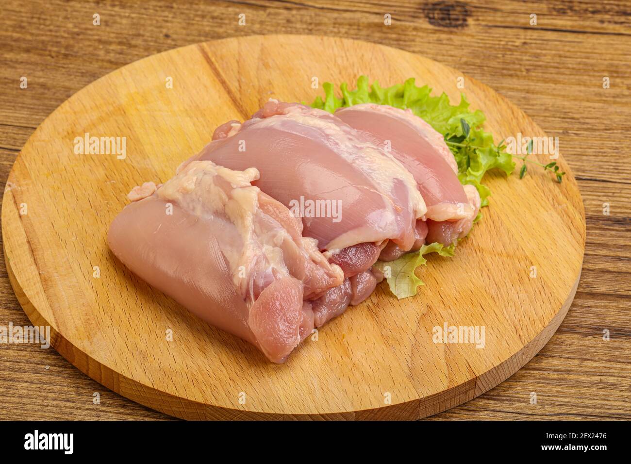 Raw Chicken Boneless And Skinless Leg For Cooking Stock Photo Alamy