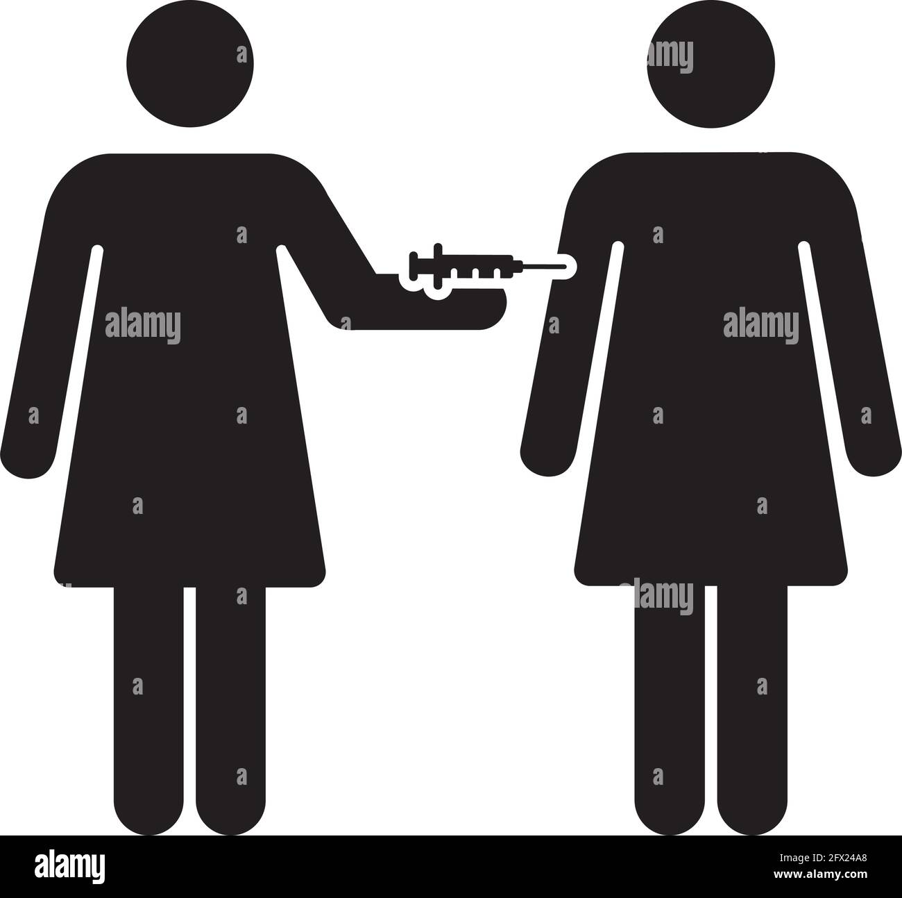 Vaccination symbol icon vector with vaccine injection syringe male and ...