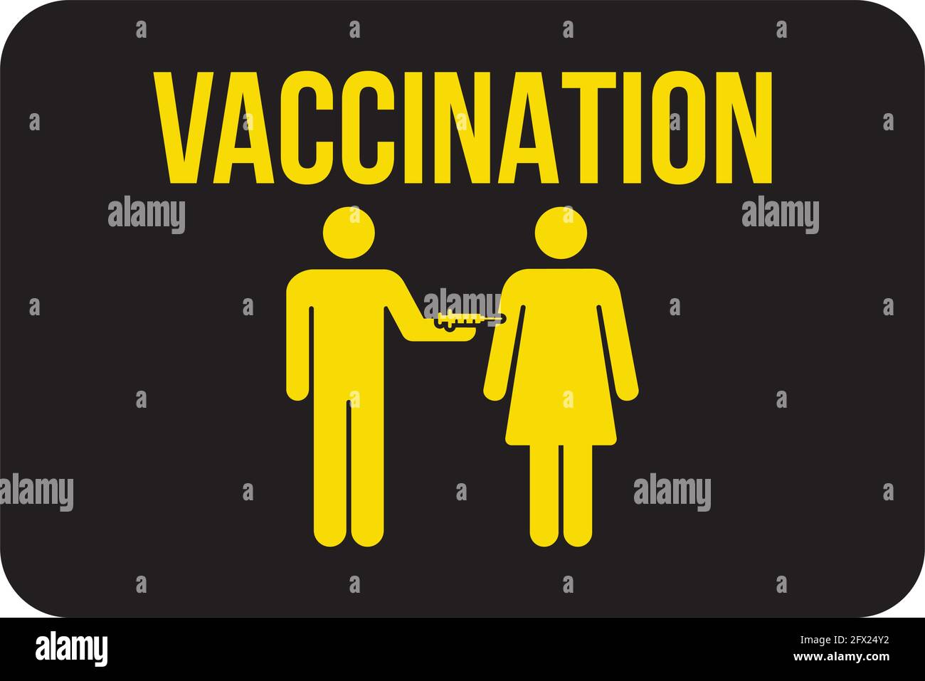 Get vaccinated poster icon vector with vaccine injection syringe male ...
