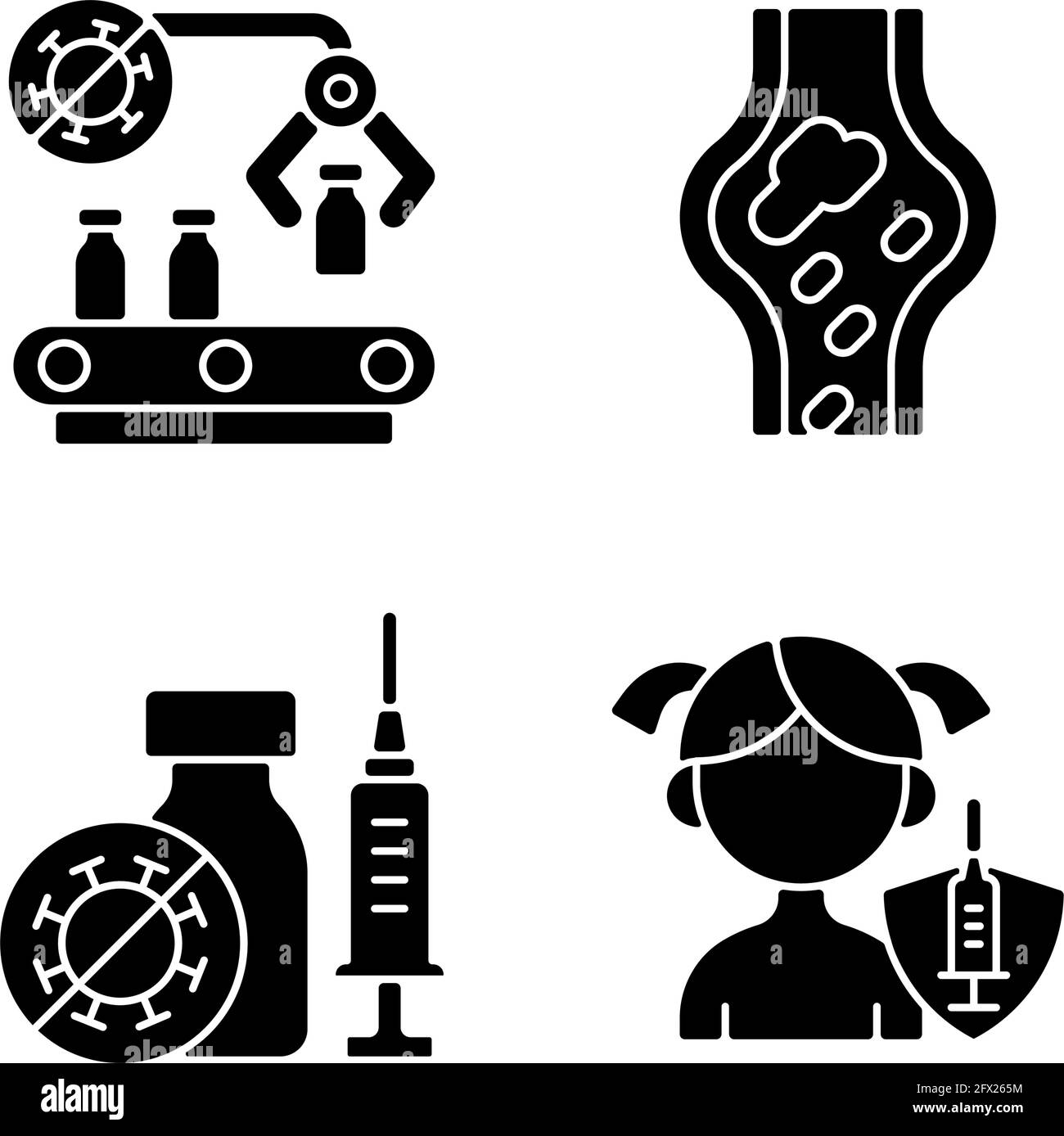 Vaccination black glyph icons set on white space Stock Vector Image ...