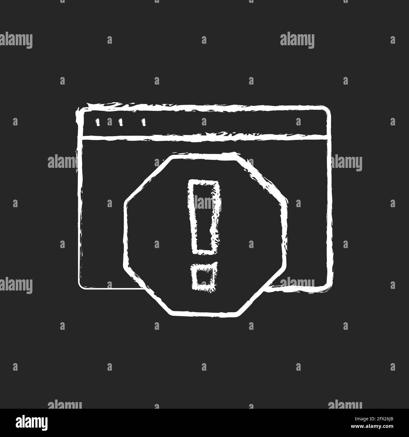 Computer error chalk white icon on black background Stock Vector