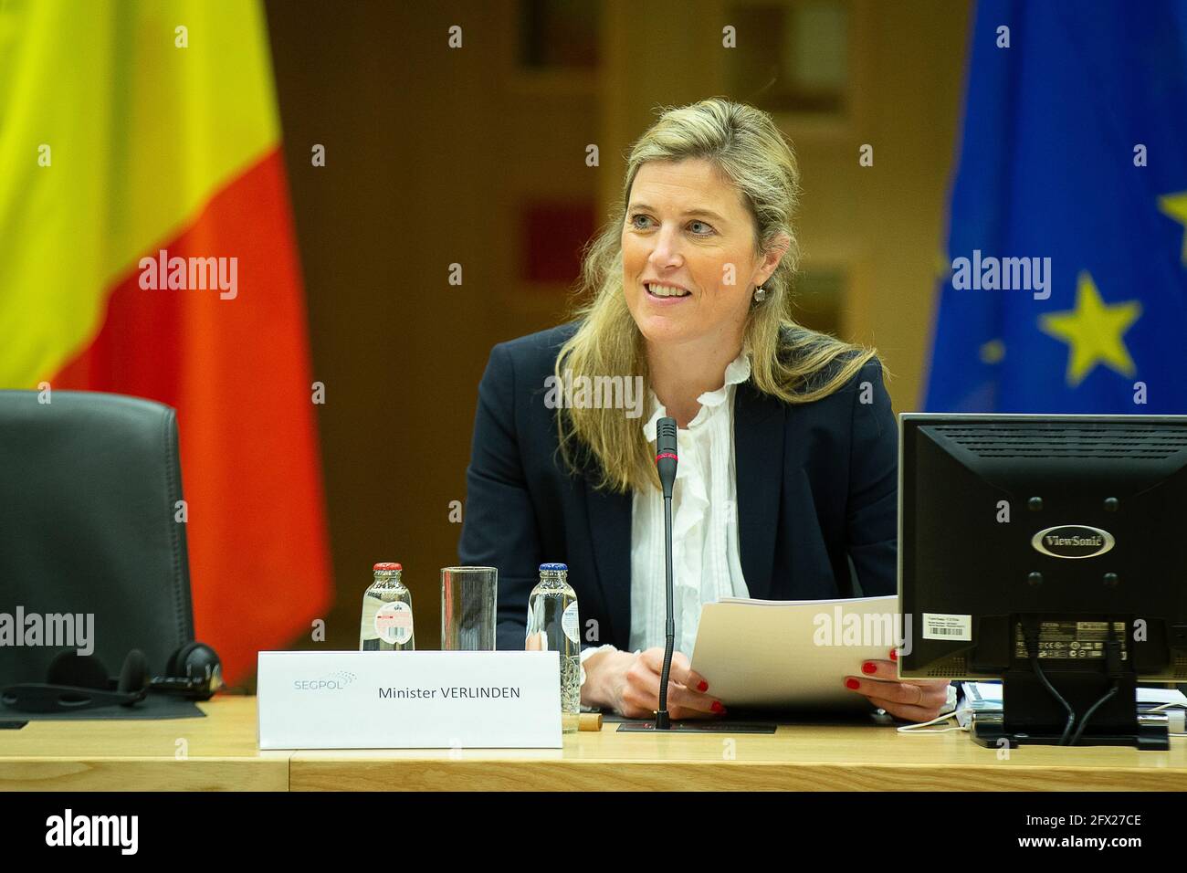 Interior Minister Annelies Verlinden pictured during the states general of the police who will develop a new future vision for the Belgian police serv Stock Photo