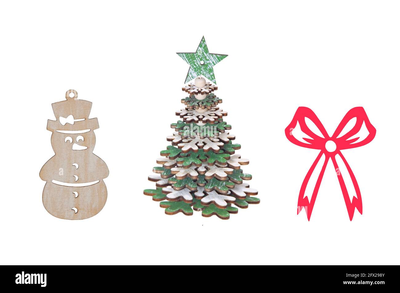 Wooden Christmas Trees Decoration Set Collections Stock Photo Alamy