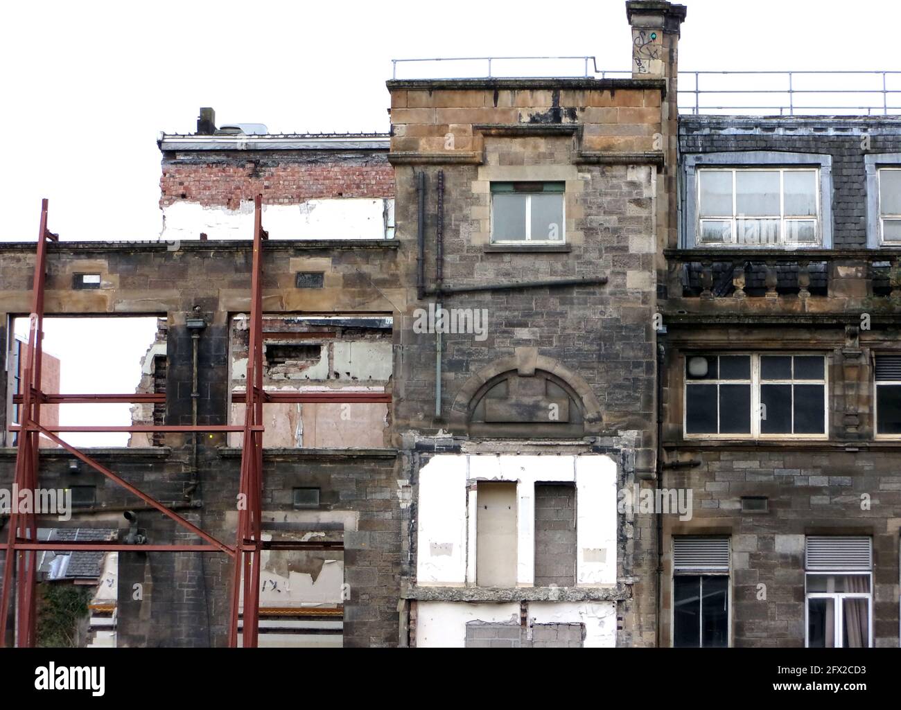 The interior of a building has left the shapes, and, an abstract 'footprint' after the walls have been demolished. The building is now waiting to be demolished completely. ALAN WYLIE/ALAMY© Stock Photo