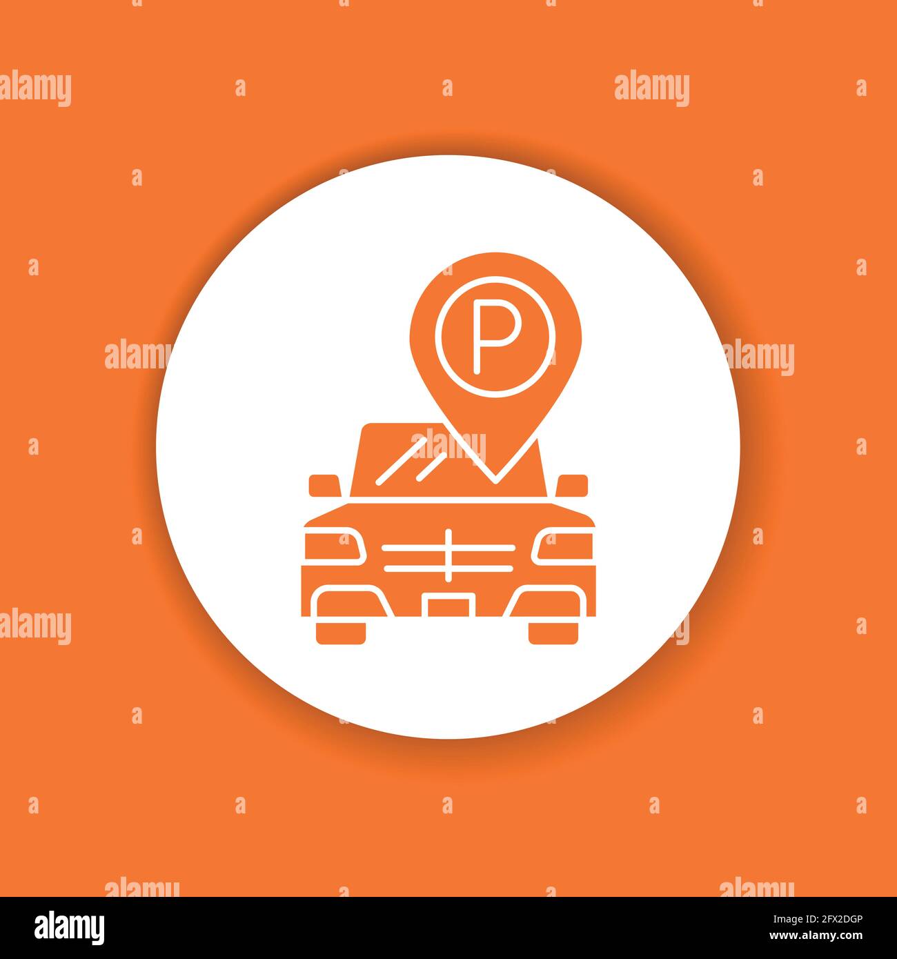 Free parking color glyph icon. Additional service symbol. Hotel amenities sign. Pictogram for web page, mobile app, promo. UI UX GUI design element. E Stock Vector