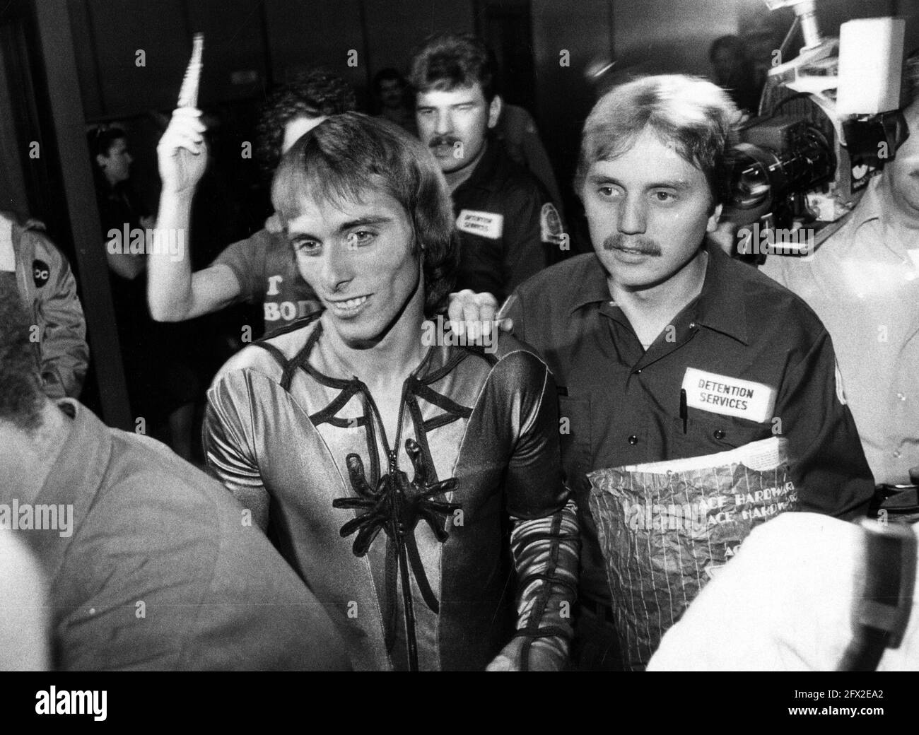 USA. 25th May, 2021. Dan Goodwin, still wearing his custom-made Spider-Man suit, is released from jail on May 26, 1981, after climbing the Sears Tower the previous day. (Photo by Jose More/Chicago Tribune/TNS/Sipa USA) Credit: Sipa USA/Alamy Live News Stock Photo