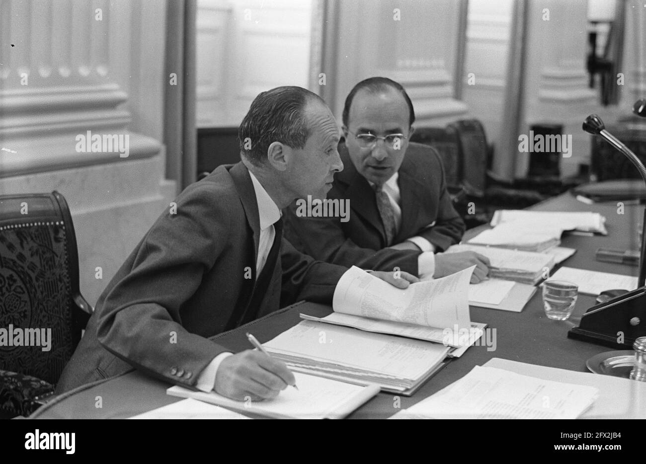 Mammoth Act of the Lower House (Minister Cals and Mr. J.G.M. Broekman), June 19, 1962, The Netherlands, 20th century press agency photo, news to remember, documentary, historic photography 1945-1990, visual stories, human history of the Twentieth Century, capturing moments in time Stock Photo