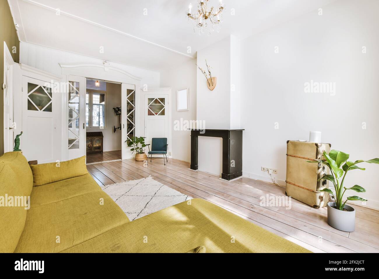 Picture Idea: Elegant And Spacious Living Room With Beautiful Furniture Stock Photo