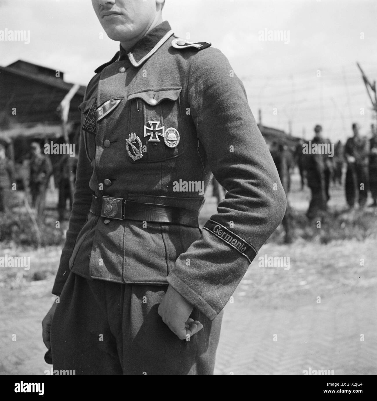 Man in uniform of the regiment Germania of the SS Wiking division with  various decorations (Ritterkreuz, Iron Cross 1st class), June 1945,  internment camps, prisoners of war, military, decorations, The Netherlands,  20th
