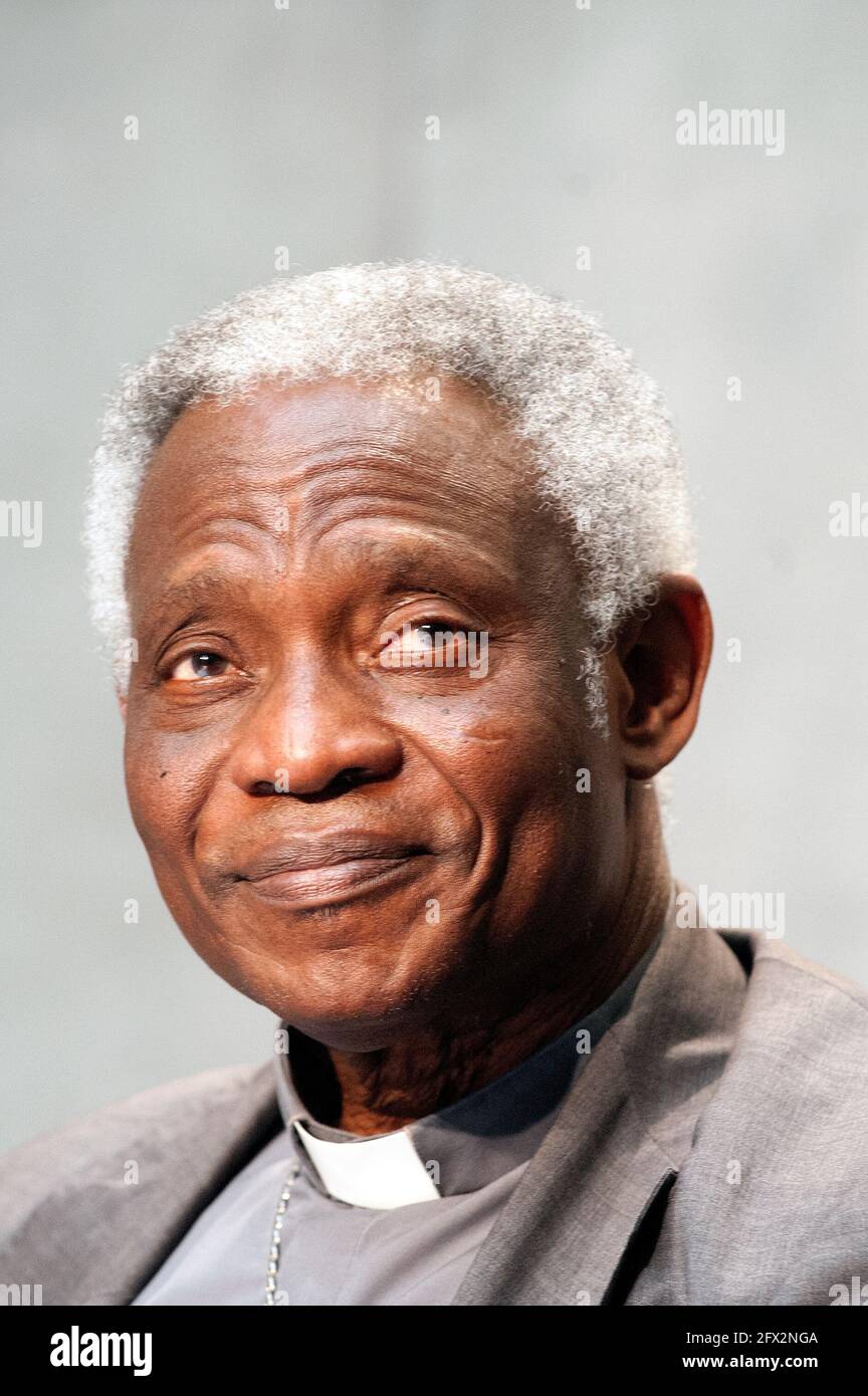 May 25,2021 : Card. Peter K. A. Turkson during a Press Conference on the Closing of the Special Year on the Fifth Anniversary of Laudato si' and the Presentation of the Laudato si' Platform for Action at the Vatican Press Room Stock Photo