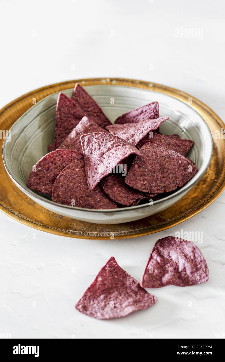 Blue Corn Tortilla Chips FOODPIX Stock Photo Alamy