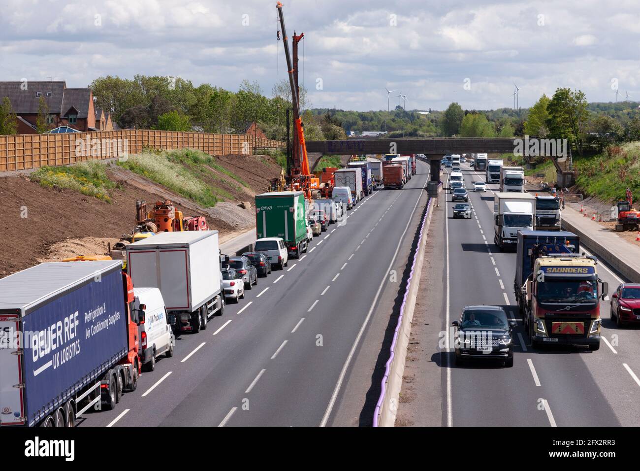 northampton-uk-25th-may-2021-m1-motorway-large-diesel-spillage-after