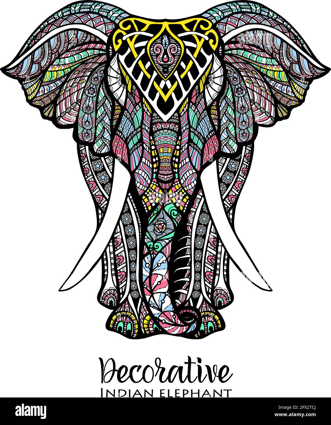 African Elephant Front View Stock Vector Images - Alamy