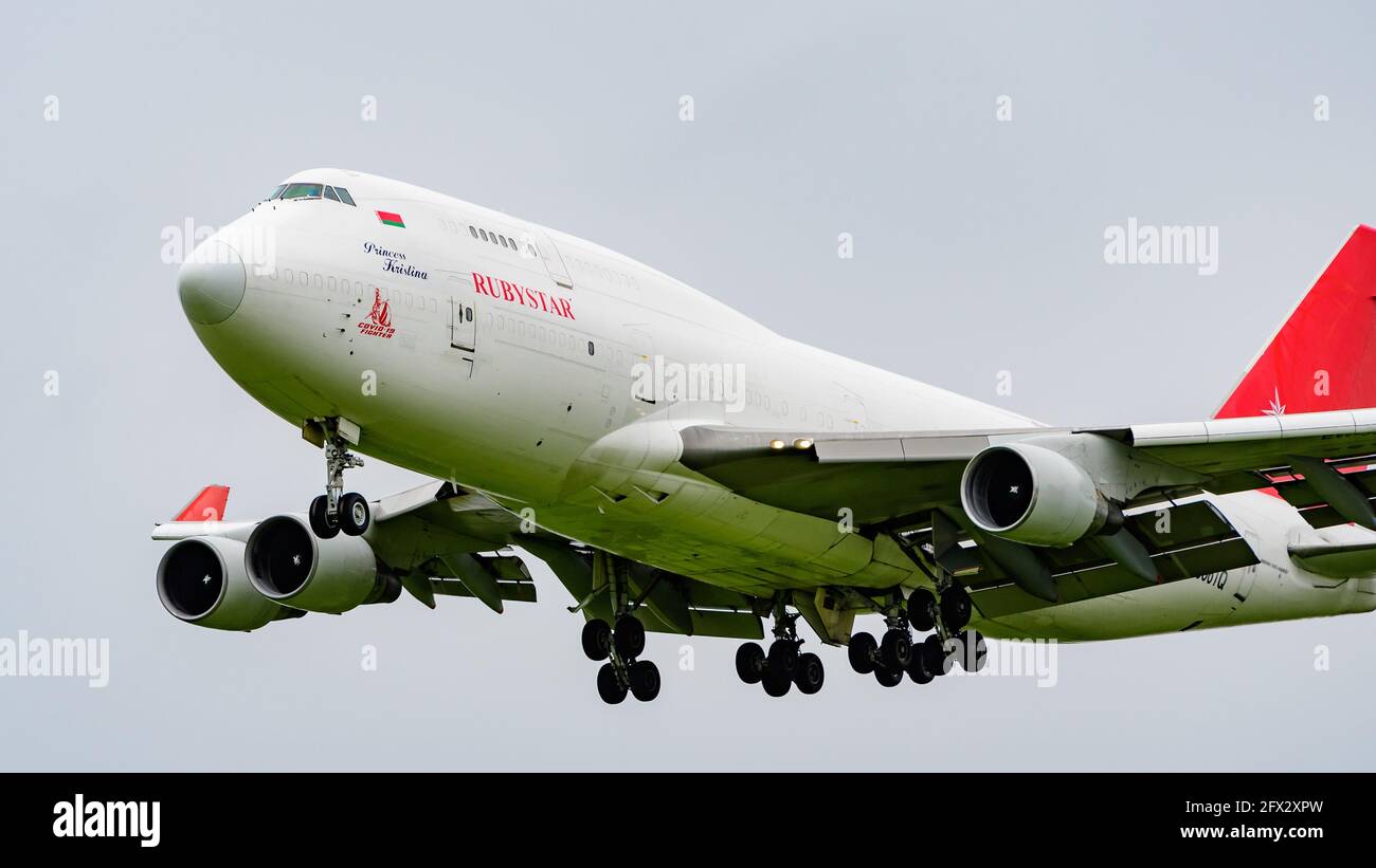 hoersching, austria, 25 may 2021, boeing 747-409 (BDSF), princess
