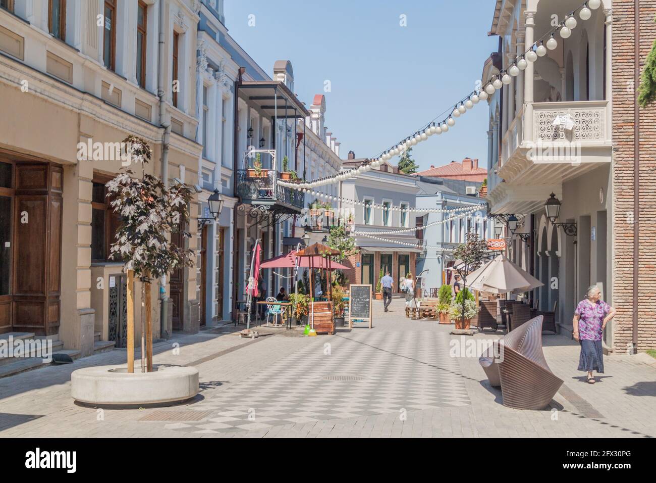 TBILISI, GEORGIA - JULY 17, 2017: Pedestrian street in the Old town of Tbilisi, Georgia. Stock Photo