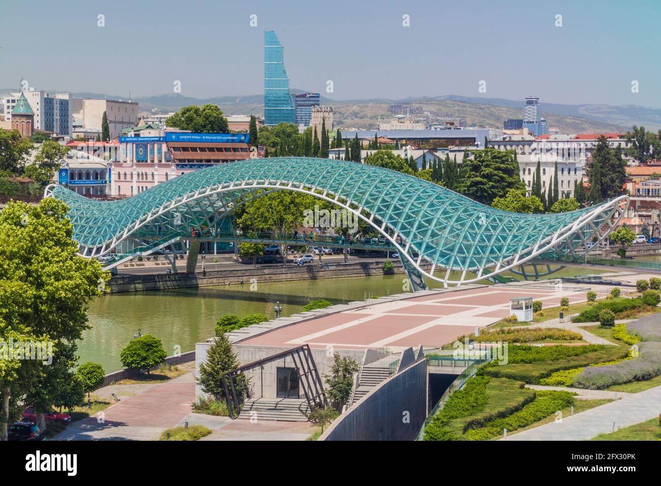 TBILISI, GEORGIA - JULY 17, 2017: View of the Peace Bridge in Tbilisi, Georgia Stock Photo