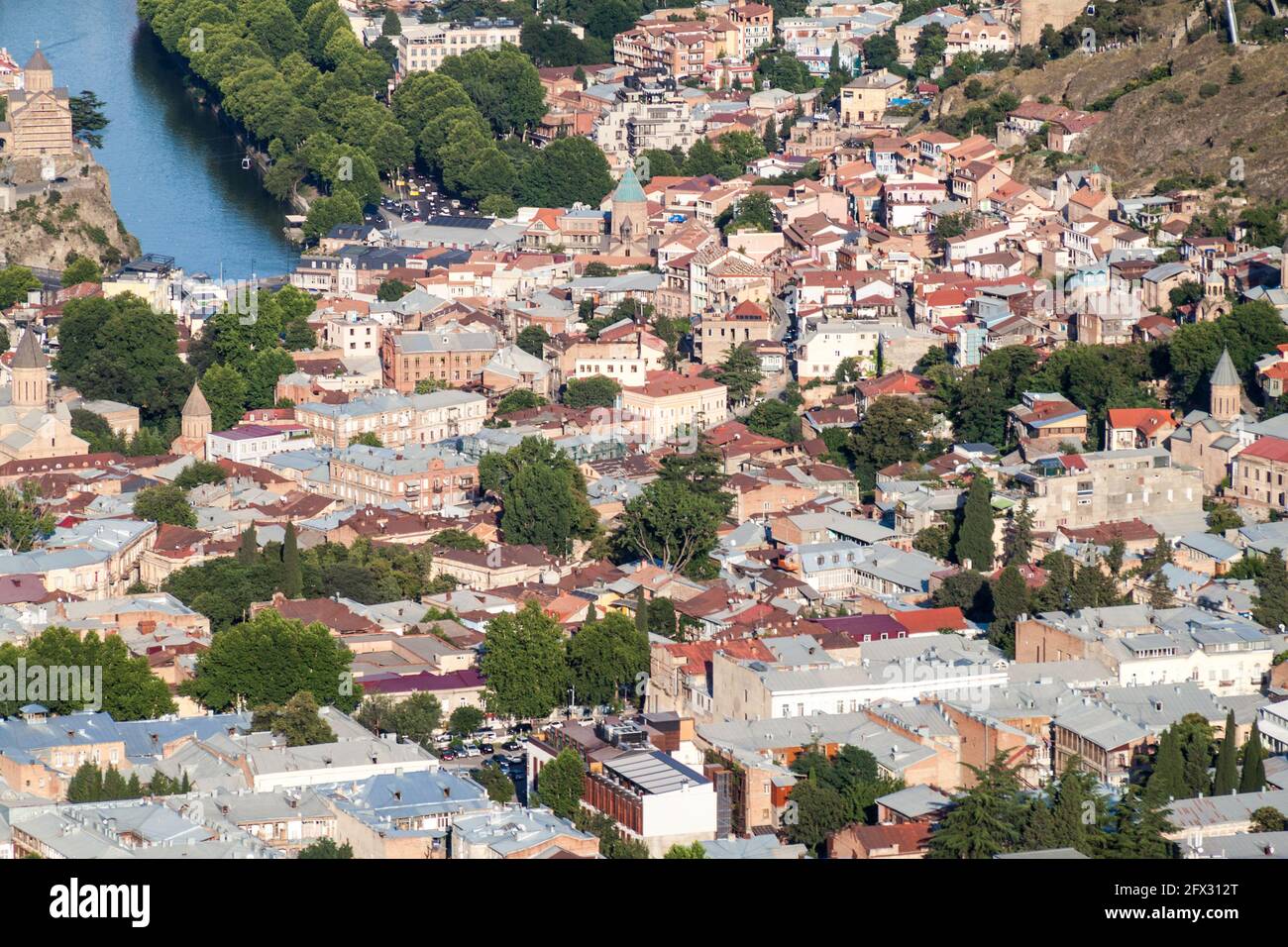 Aerial view of Tbilisi, capital of Georgia Stock Photo