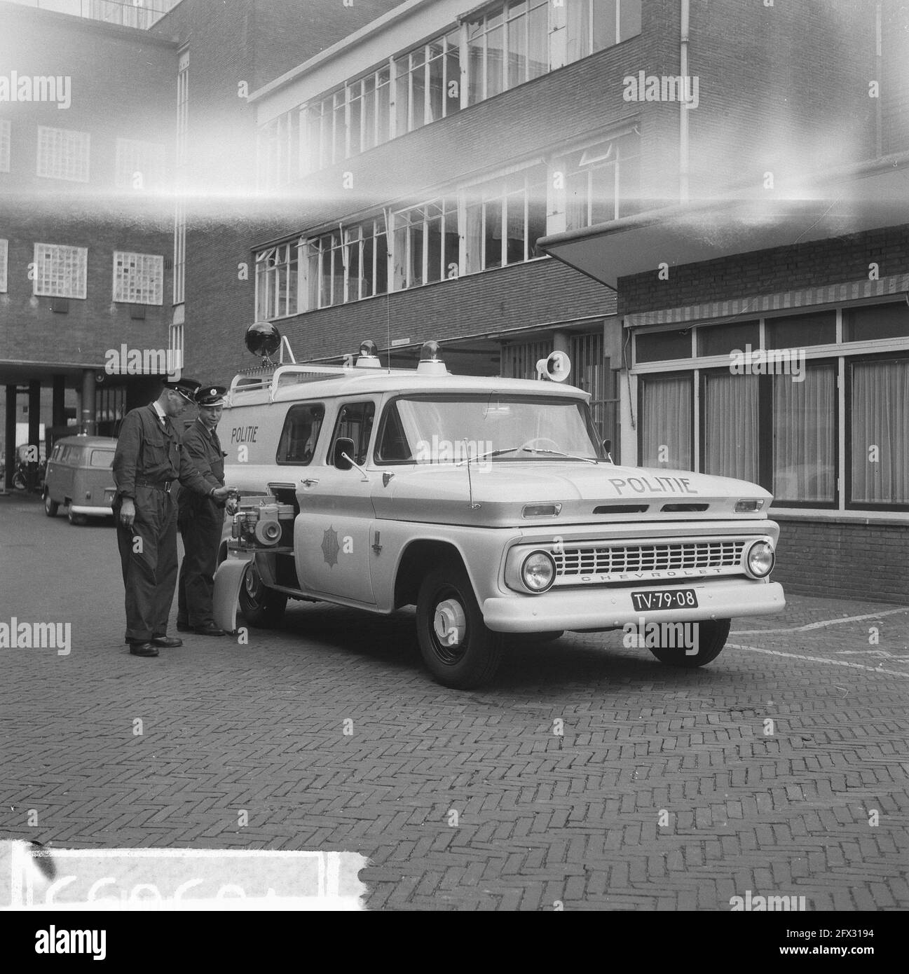 Amsterdam police new accident car demonstrated a new Chevrolet, June 23, 1964, cars, The Netherlands, 20th century press agency photo, news to remember, documentary, historic photography 1945-1990, visual stories, human history of the Twentieth Century, capturing moments in time Stock Photo