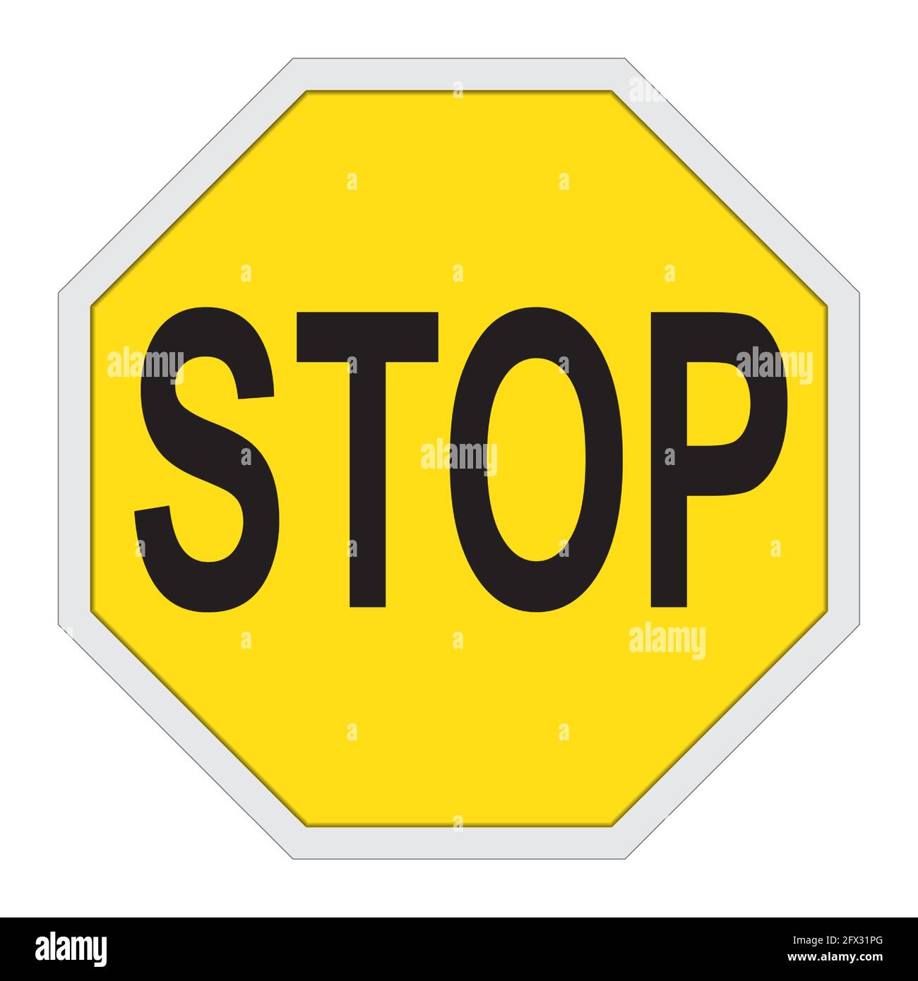 Yellow stop sign isolated on white. Vector illustration Stock Vector