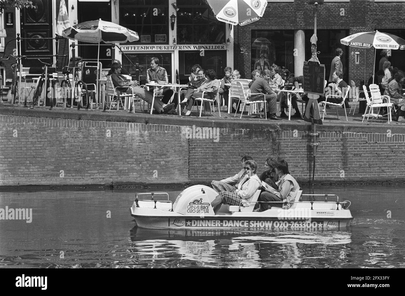 With a pedal boat in a canal, Amsterdam, June 9, 1984, canals, The  Netherlands, 20th century press agency photo, news to remember,  documentary, historic photography 1945-1990, visual stories, human history  of the