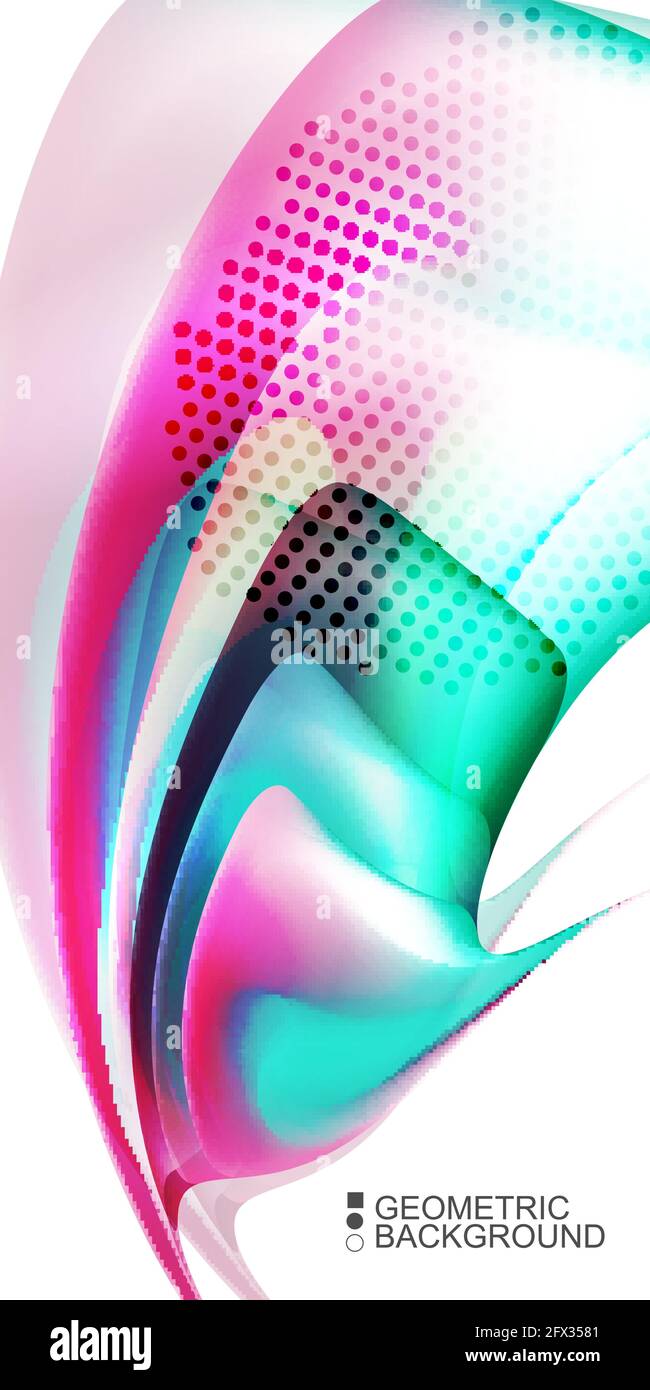 Geometric abstract background with waves in blurred colors Stock Vector