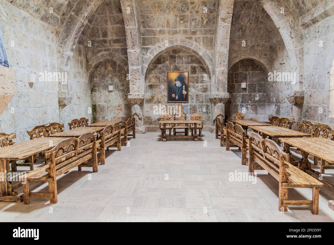 HAGHARTSIN, ARMENIA - JULY 11, 2017: Refectory of Haghartsin monastery in Armenia Stock Photo