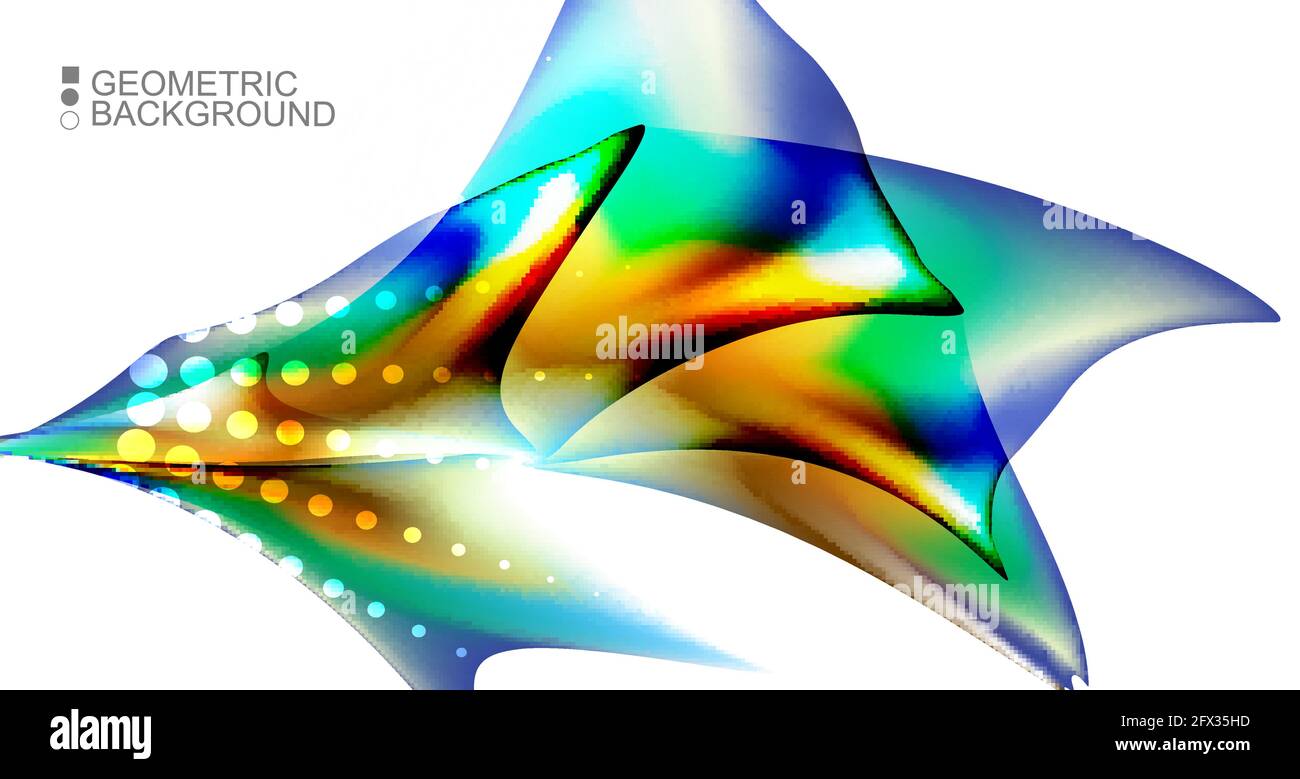 Geometric abstract background with waves in blurred colors Stock Vector