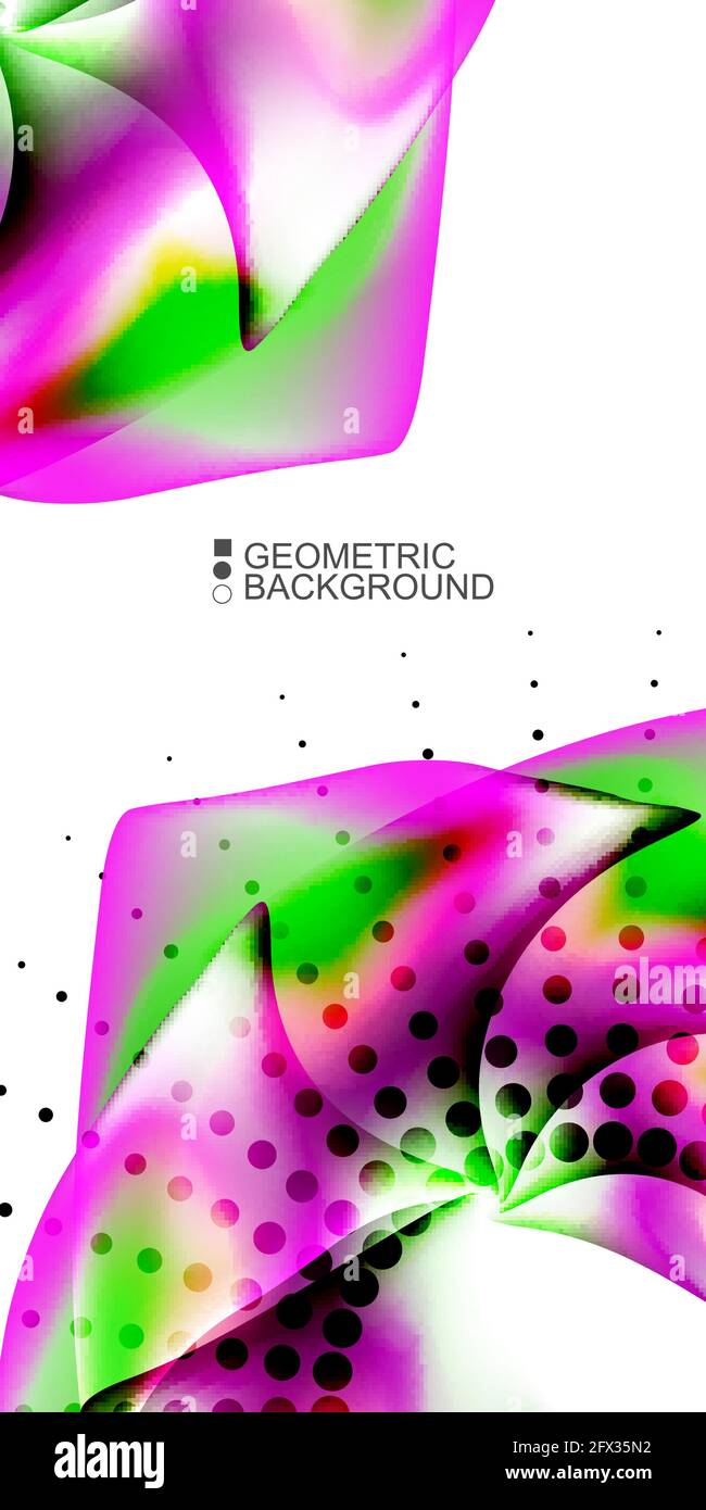 Geometric abstract background with waves in blurred colors Stock Vector