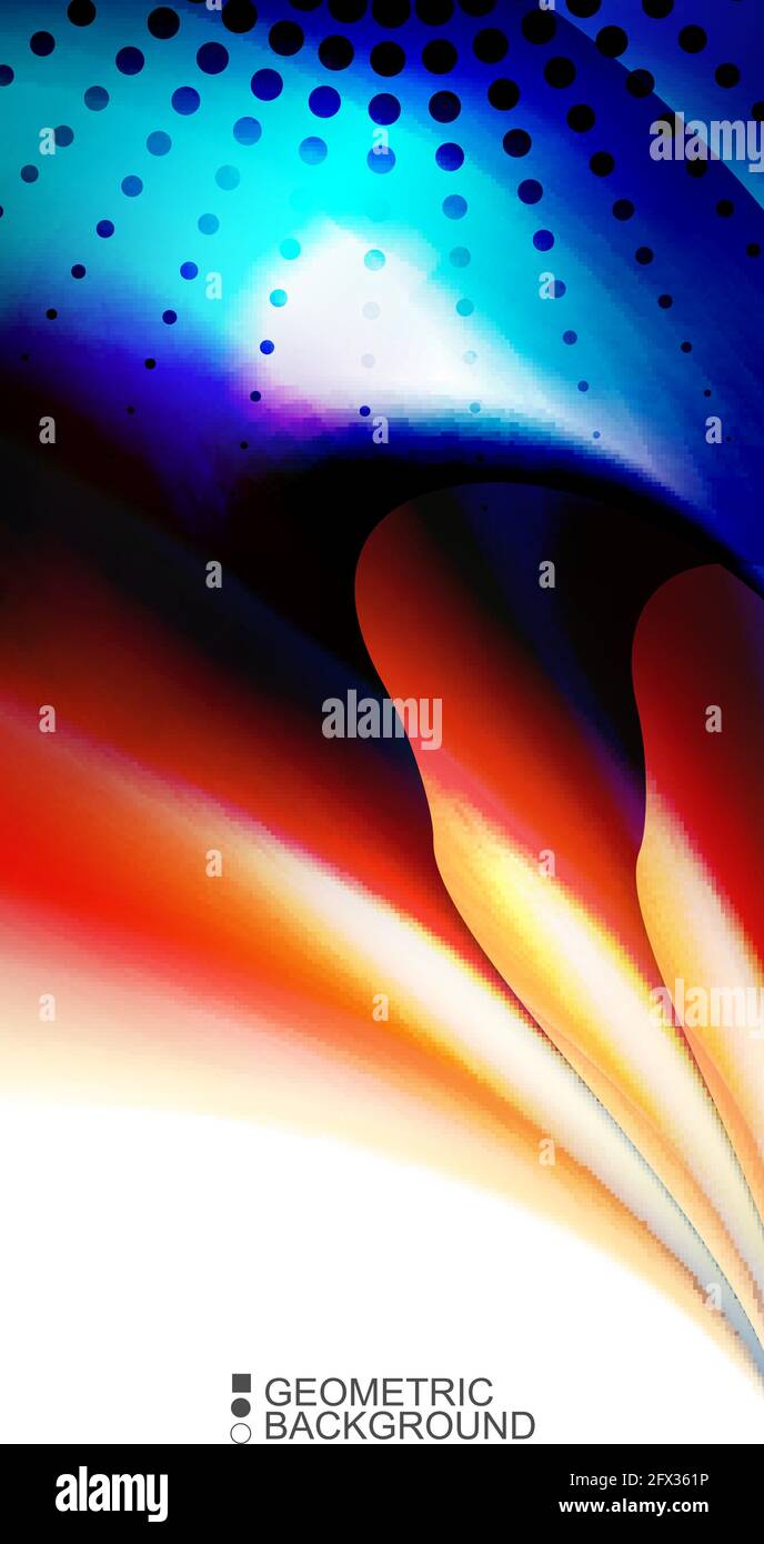 Geometric abstract background with waves in blurred colors Stock Vector