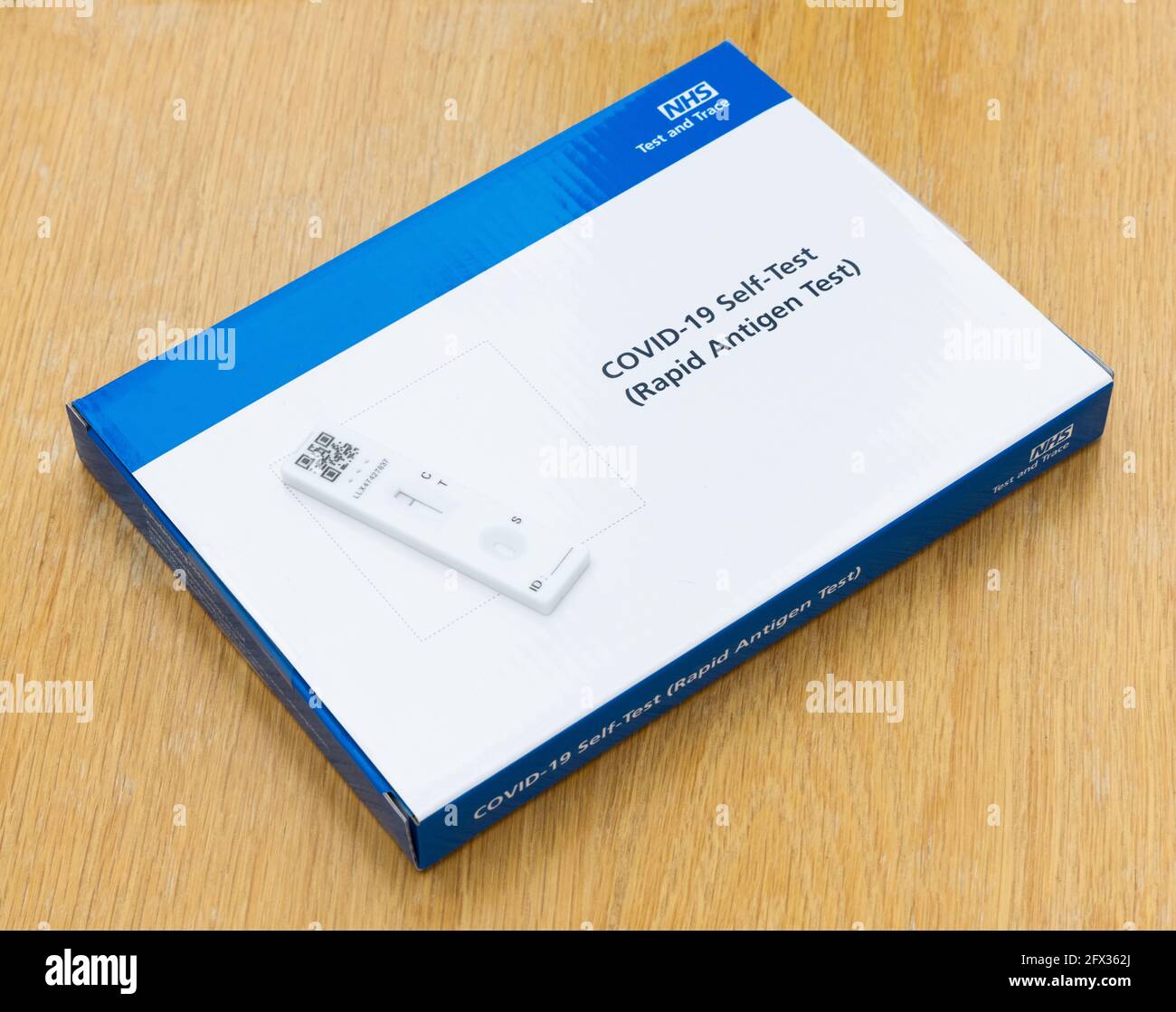NHS Test and Trace Covid-19 Self Test kit box, for home testing. UK Stock Photo