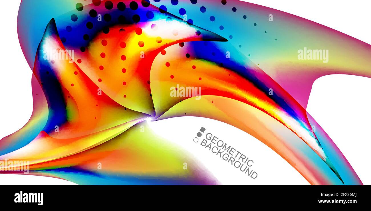 Geometric abstract background with waves in blurred colors Stock Vector