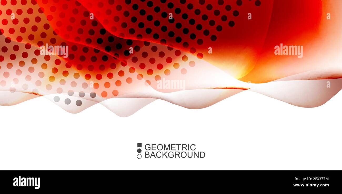 Geometric abstract background with waves in blurred colors Stock Vector