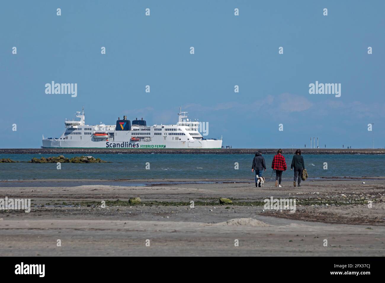 ferry, beach, Puttgarden, Fehmarn Island, Schleswig-Holstein, Germany Stock Photo