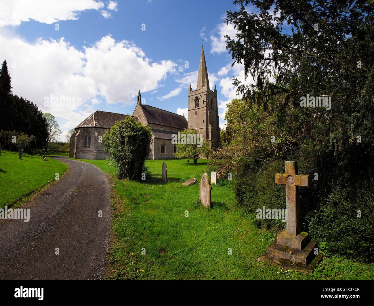 The historic church of St Mary the Virgin, Marden is a Grade 1 listed building, peaceful and rural on the banks of the River Lugg. Stock Photo