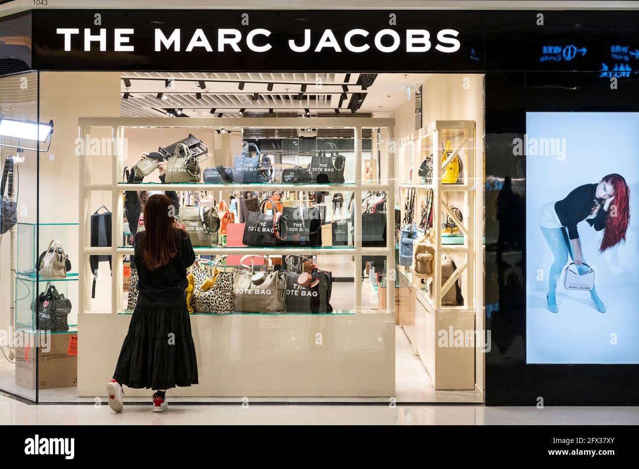 A shopper seen making a window shopping at the American fashion brand