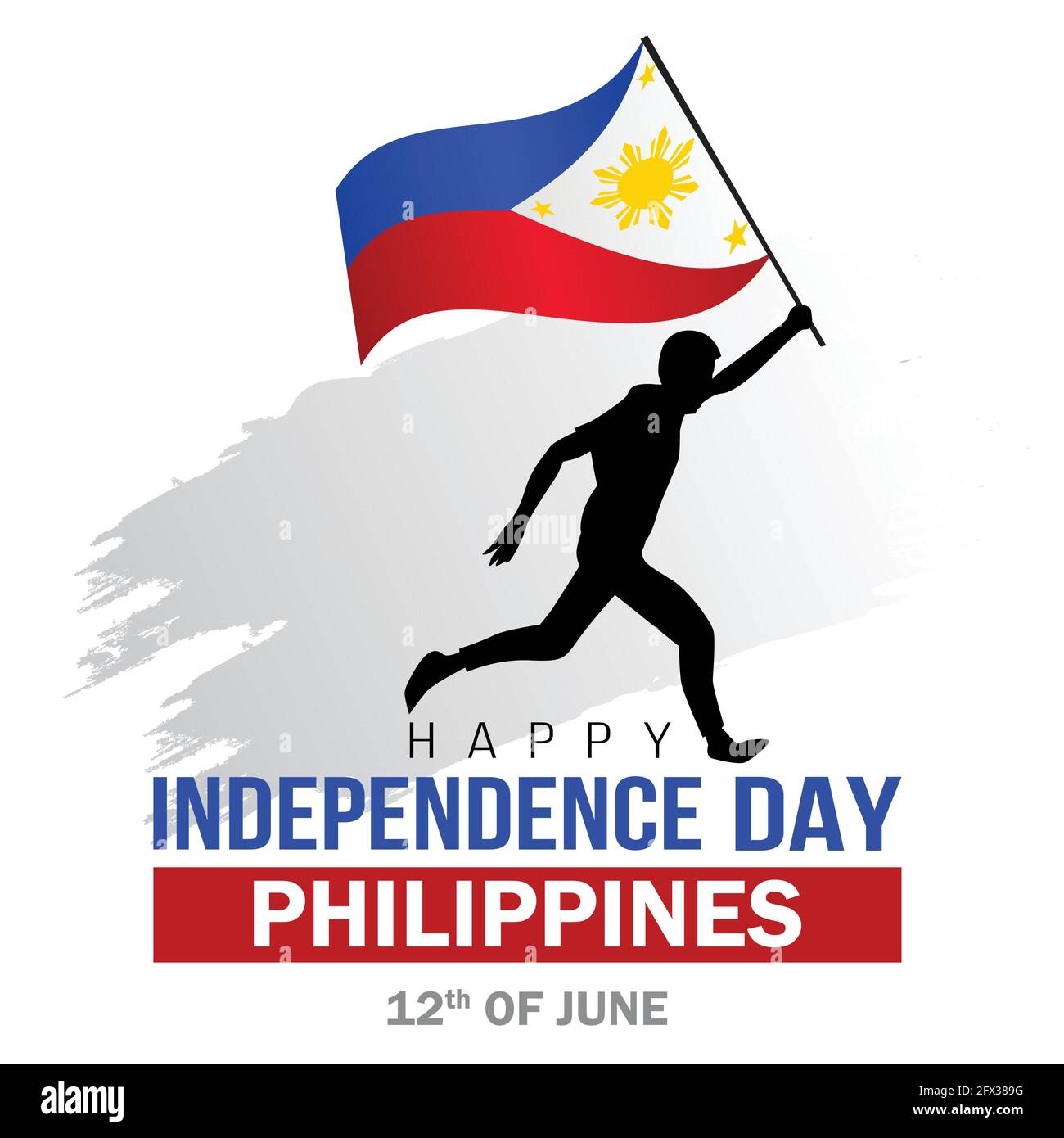 Happy Independence Day Philippine Vector Template Design Illustration Silhouette Man Running With Flag Stock Vector Image Art Alamy