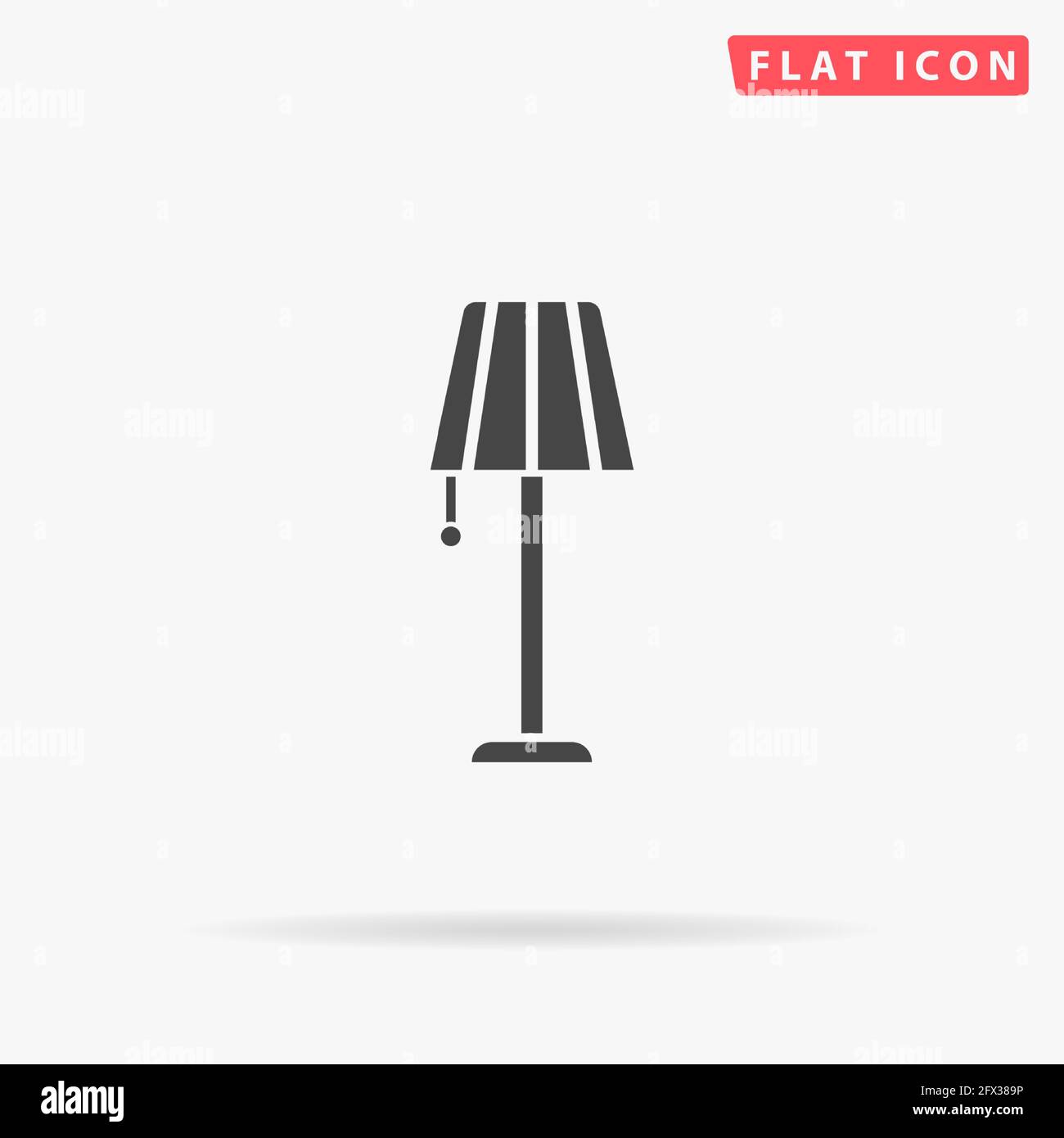 Floor lamp flat vector icon. Hand drawn style design illustrations. Stock Vector