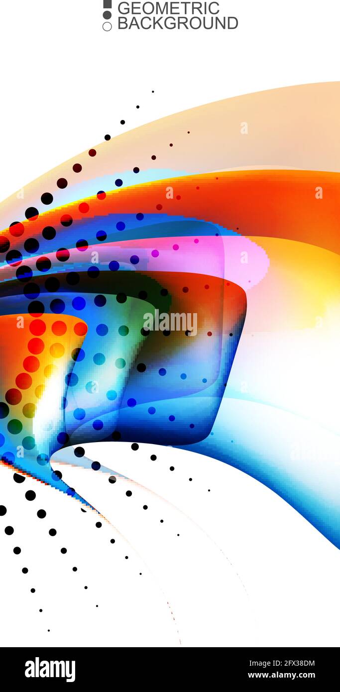 Geometric abstract background with waves in blurred colors Stock Vector