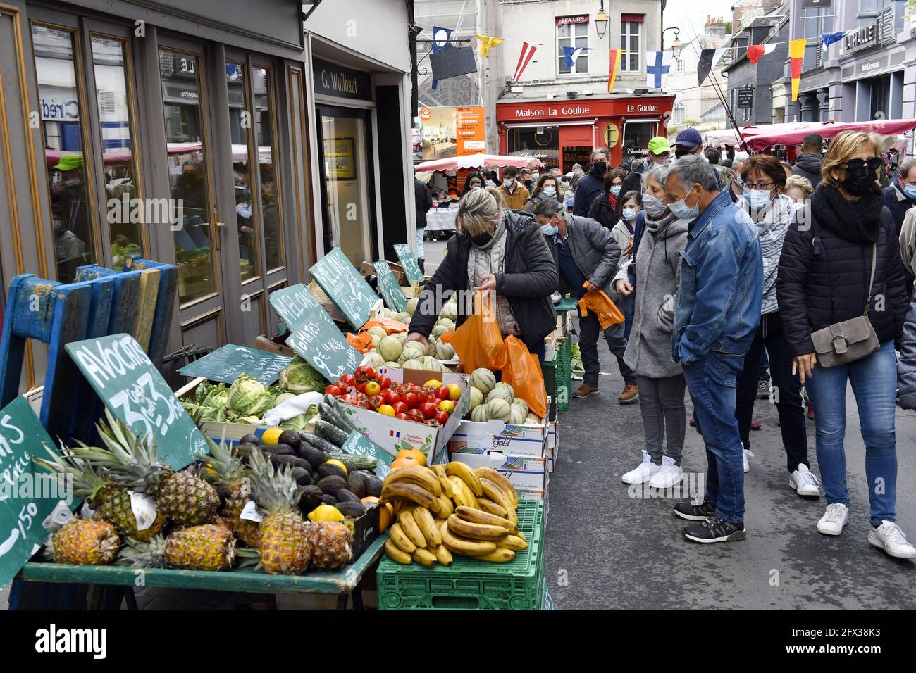 Food Market in Honfleur Normandy France Stock Photo Alamy