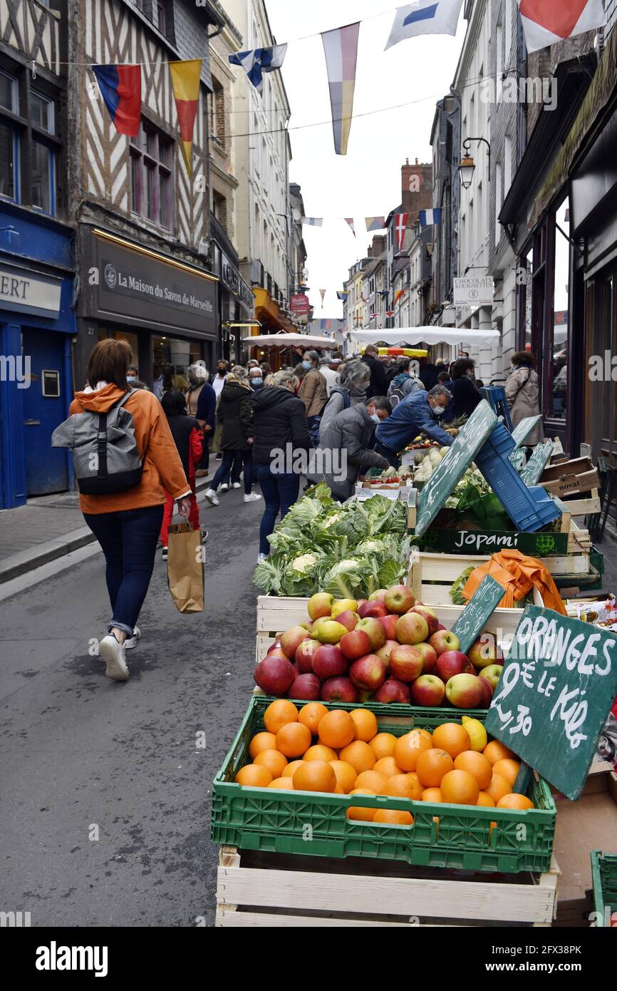 Food Market in Honfleur Normandy France Stock Photo Alamy