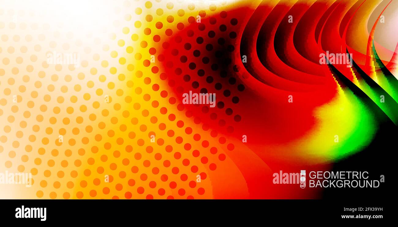 Geometric abstract background with waves in blurred colors Stock Vector