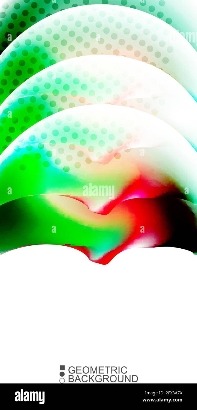 Geometric abstract background with waves in blurred colors Stock Vector