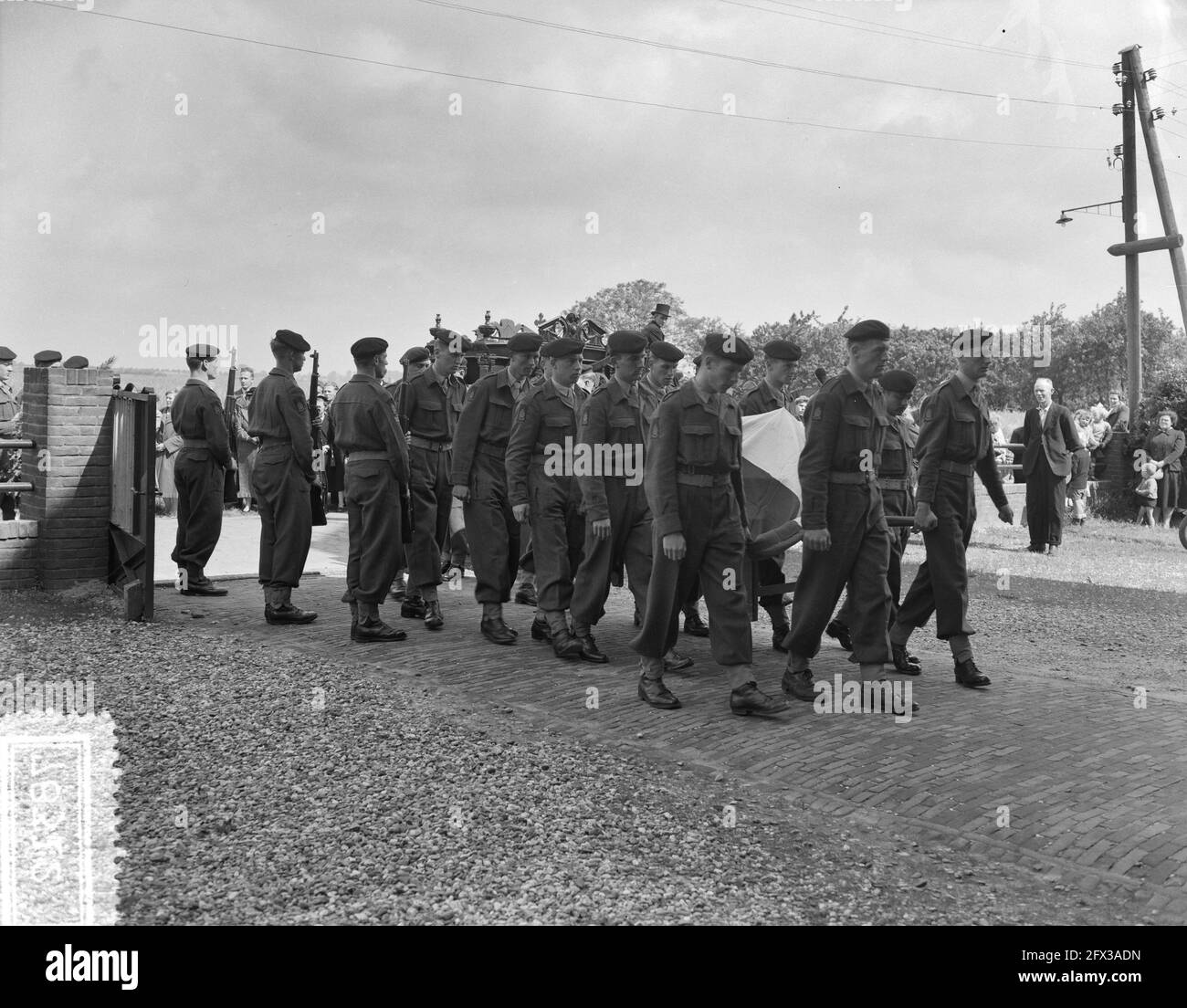miltiary funeral at Spijk, June 18, 1956, funerals, military, The Netherlands, 20th century press agency photo, news to remember, documentary, historic photography 1945-1990, visual stories, human history of the Twentieth Century, capturing moments in time Stock Photo