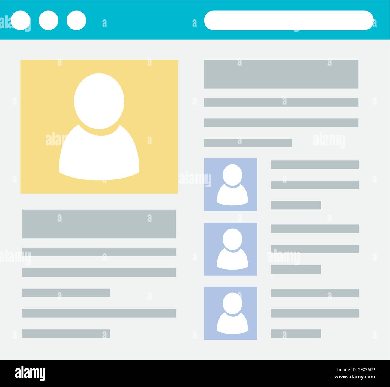 social page profile Stock Vector Image &amp; Art - Alamy