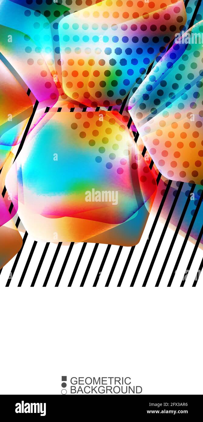 Geometric abstract background with waves in blurred colors Stock Vector