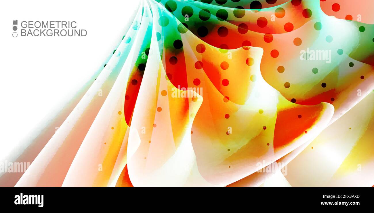 Geometric abstract background with waves in blurred colors Stock Vector