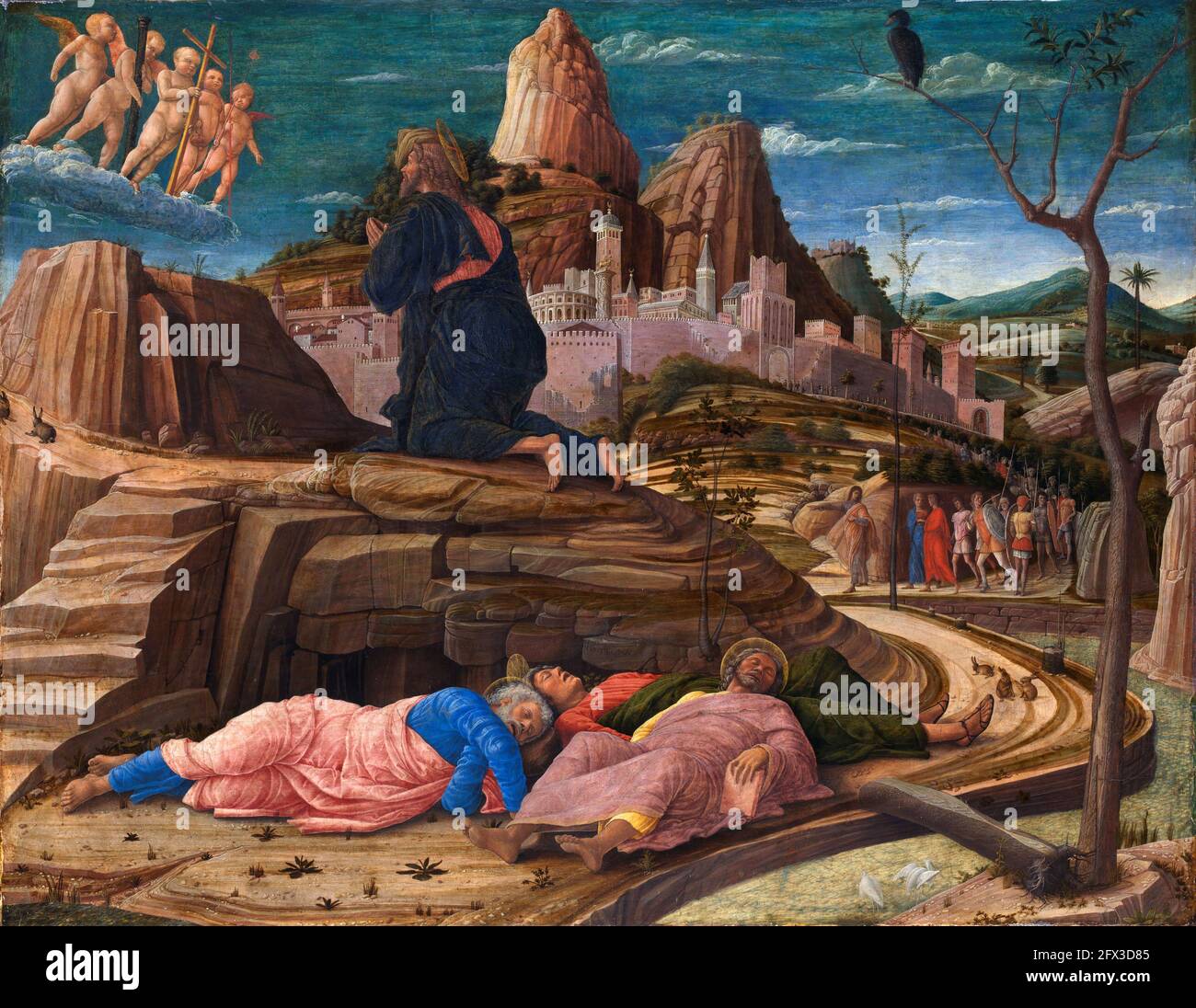 The Agony in the Garden by Andrea Mantegna (1431-1506), egg tempera on wood, c. 1455-56 Stock Photo