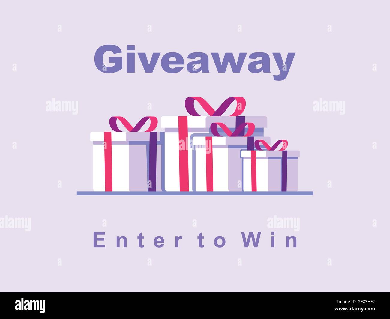 giveaway with 4 gift boxes below flat style web Banner vector illustration Stock Vector