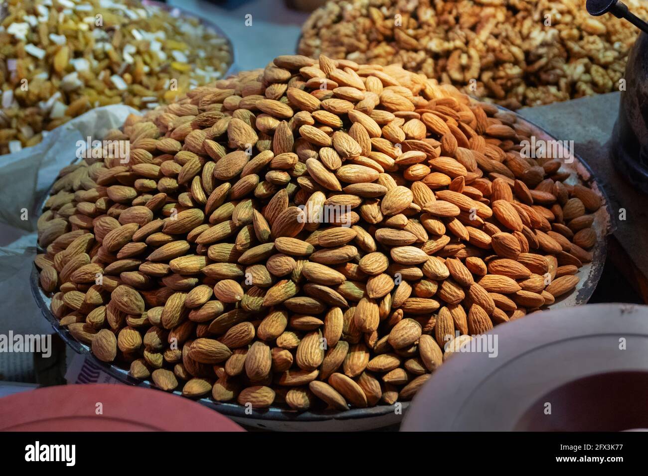 Almond nuts for sale at old Delhi market, India Stock Photo Alamy